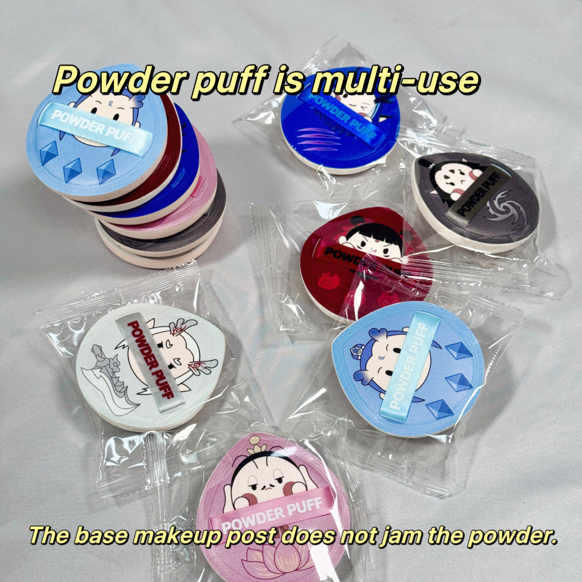 6PCS/Pack Cartoon Powder puff with foundation liquid