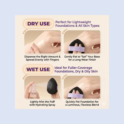 2PCS/Pack Dual-sided Powder puff with foundation liquid